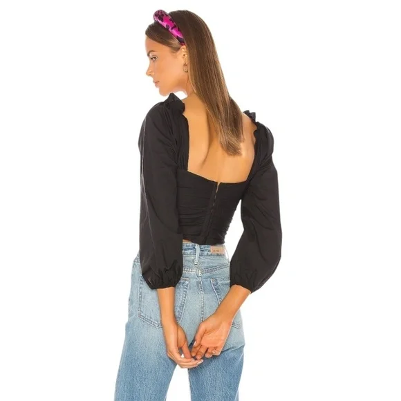 LOVERS & FRIENDS Octavia Crop Top Cotton Black Size M - Picture 2 of 6